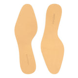 Meermin full grain calf insoles, top-down view of left and right pair showing beige leather surface and shape